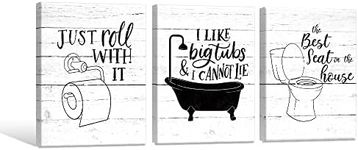 3 Pieces Funny Bathroom Canvas Wall