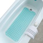 SlipX Solutions Extra Long Bath Tub & Shower Mat 39x16, Wet Floor Non-Slip for Elderly & Kids Bathroom, Longer Than Standard Bathtub Mats, 200 Suction Cups, Drain Holes, Machine Washable, Aqua