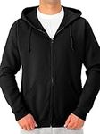 Jerzees Men's Adult Full Zip Hooded Sweatshirt, Black, Small