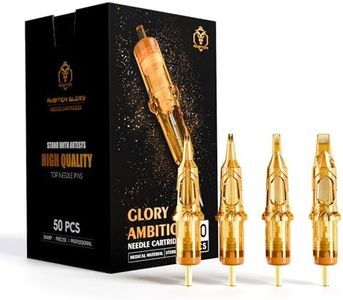 Ambition Tattoo Cartridge Needles 50pcs Glory Assorted Mixed Size Round Liner #12 Standard 1RL 3RL 5RL 7RL 9RL with Safety Membrane Disposable Tattoo Needles for Rotary Pen Machine