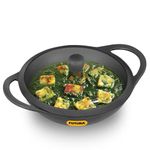 Hawkins Futura 3.5 Litre Cast Iron Kadhai, Naturally Nonstick Cast Iron Kadai with Glass Lid, Cast Iron Cookware for Kitchen, Black (CIK35G)