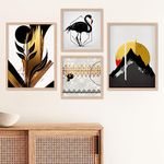 kotart Minimal Colorful Abstract Modern Art Wall Painting with Frame for Living Room Bedroom Hall Office - Framed Painting for Wall Decoration - Wall Decor for Home - Set of 4 (Art Deco, 2)