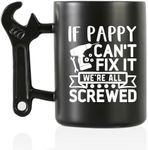 Onebttl Pappy Gifts for Father's Day, Pappy Coffee Mug with Wrench Handle from Granddaughter and Grandson, 13.5oz/400ml Funny Ceramic Mug for Grandpa - Pappy Can Fix