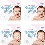 FAQRAH Baby Disposable Diaper Sacks Bags Dispenser Nappy Disposal Bags Easy-Tie for Travel - 4 x 200 Pack (800 in Total)