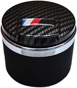 StoreBao Car Ashtray Exclusively for BMW 1/3/5/7 Series and X1/X3/X5/X6, with LED Light and Lid, Detachable and Portable (Carbon Fiber)