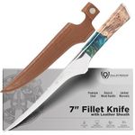 DALSTRONG Fillet Knife - 7 inch Flexible Blade - Valhalla Series - Celestial Resin & Wood Handle - Fish Meat Cutting, Carving, Bone, Trimming, Deboning - Leather Sheath Included