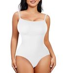 Gotoly Shapewear Bodysuit for Women Tummy Control Seamless Sculpting Body Shaper Shaping Leotard Tops with Adjustable Straps (White, L)