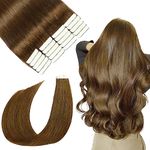 SURNEL Tape in Extensions Human Hair 22 inch Remy Hair Extensions Color 4 Medium Brown 20 pcs 50g Tape in Hair Extensions(#4-22)