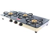 Prestige G 03 L Burner Stainless Steel Glass Top Manual Gas Table, Black
