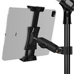 Peastrex Tablet Holder for Mic Stand, Tablet Phone Holder Micophone Music Stand Mount Adjustable with Super Clamp Compatible with iPad Pro 12.9 Air Mini, Android, 4 to 13.5inch iPhones and Tablets