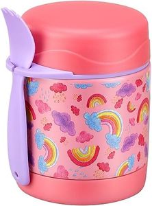 Howeemo 10oz Soup Thermo for Hot Food Kids,Lunch Kids Jar with Spoon Insulated Containers,Leak Proof Stainless Steel Wide Mouth Lunch School(Pink-Rainbow), (thermos-CH)