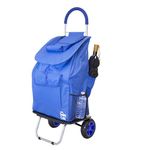 Bigger Trolley Dolly, Blue Shopping Grocery Foldable Cart