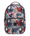 Kipling Seoul Large 15" Laptop Backpack, Urban Jungle Red, 13.75"L x 17.25"H x 8"D, Women's Seoul 15" Laptop Backpack, Durable, Roomy With Padded Shoulder Straps, Built-in Protective Sleeve