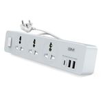 GM Cuba 3341 Extension Board with USB Port Type A & C | 2500 Watt Switch Board Surge Protector | Spike Guard with 1.8 Mtr Cord, 3 International Sockets | Fireproof Upto 750 Degree | 1 Year Warranty