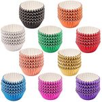 SUBANG 1000 Pieces Mini Tulip Cupcake Liner Baking Cups Muffin Tins Treat Cups Foil Metallic Cupcake Liners for Weddings,Birthdays,Baby Showers,10 Colors