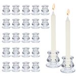 Voittozege Glass Candle Holders Set, 24 Pcs Clear Glass Taper Candle Sticks for Small Candlestick Tea Light, Wedding Party Christmas Festival Table Centerpiece Decorations