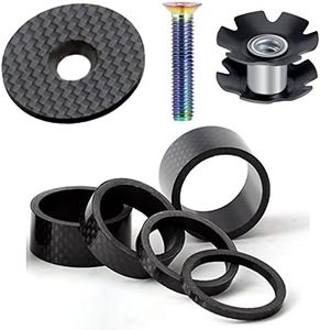 CYCEARTH Bike 3K Carbon Fiber Headset Spacer Kit 3 5 10 15 20mm+ Headset Top Cap + Star Nut + Titanium Bolt Fits 1-1/8 Inch 28.6mm Stems and Forks