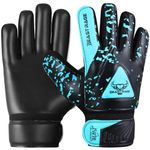 BEAST RAGE Goalkeeper Gloves for Kids Boys Youth,Soccer Goalie Gloves Kids with Double Wrist Support,Strong Grip Double Padded Palm football gloves boys (Aqua, Size 3 suitable for 5 to 6 Years old)