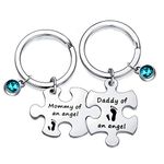 Set of 2 Loss Memorial Keychain Mommy Daddy of an Angel Puzzle Keyring Miscarriage Keepsake Baby Memorial Jewellery Gift for Infant Loss Key Ring (2PCs Mommy Daddy of an Angel)