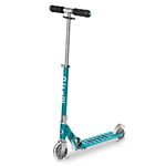 Micro Scooters | Micro Sprite LED Children's Scooter | Handlebar Adjustable | Light Up Wheels | Foldable | 5-12yrs | Boys & Girls | Aqua