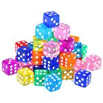 GWHOLE 40 Pcs 6-Sided Dice Set for Math Learning, Casino, Games, Party Favor and Gifts, 8 Colors