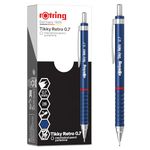 rOtring Tikky Retro Mechanical Pencils , 2B 0.7 mm , Blue Barrels , with Comfort Rippled Grip , 12 Count