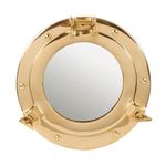 Handcrafted Trading Co. 9" Decorative Nautical Brass Porthole Mirror Vintage Wall Decor Maritime Decor and Gifts