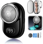 Mini Electric Shaver, 2024 New Fast Charging Digital Display Mini Shaver Mini Portable with Mirror, USB Rechargeable Powerful Storm Shaver for Men Mini Electric Razor Beard Trimmer (Black)