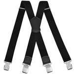 ACWOO Mens Braces, Mens Suspenders/Braces with 4 Very Strong Metal Clips, Heavy Duty Suspenders Adjustable Elastic X-Shape Trousers Braces, One Size Fits All Men and Women (A)