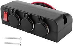 Cigarette Lighter Adapter 3 Socket Cigarette Lighter Splitter Waterproof Overload Protection with Cut‑Out Switch for Car USB, Driving Recorder, GPS, car