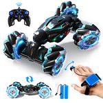 Jovow RC Stunt Car, 2.4GHz 4WD Remote Control Gesture Sensor Toy Cars, Double Sided Rotating Off Road Vehicle 360° Flips with Lights Music, Toy Cars for Boys & Girls Birthday