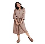 Sassoon Venir Microfiber Bathrobe With Slippers for Men & Women, Unisex Luxury Bathrobe Towel, Spa Robe Combed (Pack of 1) - Peanut Color