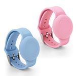 2pcs Kids Wristbands for Airtag, Waterproof Silicone Bracelet for kids Adjustable Soft Watch Band for airtag for Toddler Child GPS Tracking Tagging (Light Blue, Pink)