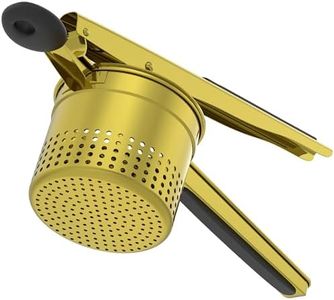 GloTika Large 15oz Potato Ricer, Heavy Duty Stainless Steel Ricer for Mashed Potatoes, Sweet Potato Masher Kitchen Tool with Ergonomic Handle, Press and Mash Kitchen Gadget, Gold