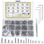 600 Pcs M2/M2.5/M3 Countersunk Head Flat Head Socket Cap Hexagonal Machine Screws Bolts Nuts, Stainless Steel Hexagonal Countersunk Bolts and Nuts Assortment Kit, with 3 Pcs Hex Wrenches