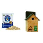 Nature Forever Bird Feeder Mix, 900 g & House Shaped Sparrow and Tit Nest Box, Brown