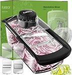 Mandoline Slicer for Kitchen - Mandoline Food Slicer - Veggie Julienne Cutter & Cheese Grater - Potato Veg Slicer - Kitchen Tools & Gadgets (6-in-1 Clear)