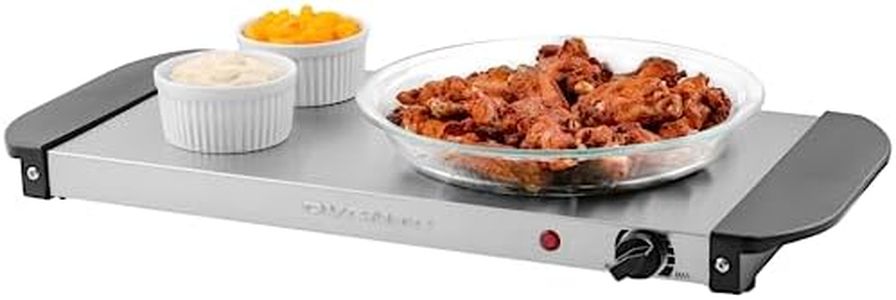 OVENTE Electric Warming Tray with Adjustable Temperature Control Perfect for Buffets, Restaurants, House Parties, Events & Dinners, Compact Food Warmer & Server with Cool Touch Handles, Silver FW170S