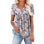 Deals of The Day Lightning Deals Blouses for Women UK Women's Fashion Casual Floral V Neck Button Down Top Short Sleeve T Shirt Oversized T Cheap Items Dispatched by Amazon Hot Pink