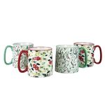 10 Strawberry Street Bella Green & Red Holly Mug, Assorted Set of 4, S4-BELLA-HOLLY