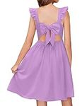 Arshiner Junior Dresses for Teen Girls Summer Square Neck Purple Wedding Party Dress Size 10-12