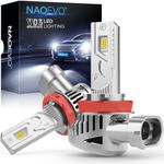 NAOEVO H11 LED Headlight Bulb, 400% Brighter 16,000LM 6500K Cool White LED Headlights, 1:1 Mini Size Wireless H11 H8 H9 H16 Fog Lights, High and Low Beam, DRL, IP68 Waterproof, Plug-N-Play, Pack of 2