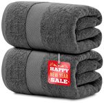 White Classic - Luxury Bath Sheet Towels for Adults Extra Large | Highly Absorbent Hotel spa Bathroom Towel | 35x70 Inch | 2 Pack (Dark Gray)