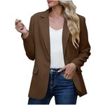 Something Cool 2024 Fall Blazers for Women Casual Dressy Blazer Jacket Long Sleeve Suit Formal Work Office Jackets Lapel Outfits Women's Fashion Brown