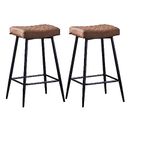 AINPECCA Bar Stools Set of 2 PU Brown Barstools with Black Metal Legs Kitchen Island Stools, High Bar Chairs for Island Counter, Pub, Bistro