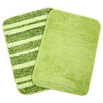 SARAL HOME EASY LIVING Saral Home Microfiber Striped Anti-Skid Rectangular Set Of 2 Bathmats (Green, 35X50 Cm)