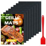 BBQ Grill Mat Set of (8+1), Non-Stick Cooking BBQ Mat, Grill Mats for Barbecue, Veggies, Seafood, Work on Gas, Charcoal and Electric Barbecues