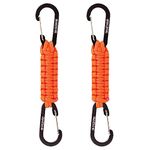 BRAVESHINE 2 Pack Paracord Keychain Hook D Ring Carabiner Clips for Water Bottle, Keys, Backpack, Boys, Girls, Men, Women, Orange, 7.3 Inch Long