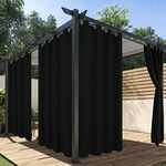 HolidayIdeas Outdoor Curtains for Patio Waterproof, 4 Panels - 54 x 84 Inch - Privacy Protection & Light Filtering Curtains Black Grommet Outside Curtains for Porch, Gazebo, Pergola, Backyard