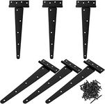 6 Pack 12 Inch T-Strap Shed Hinge Heavy Duty Black T Hinge Door Barn Gates Hinges Fence Garden Shed Door Hinges Wrougt Rustic Hardware Iron